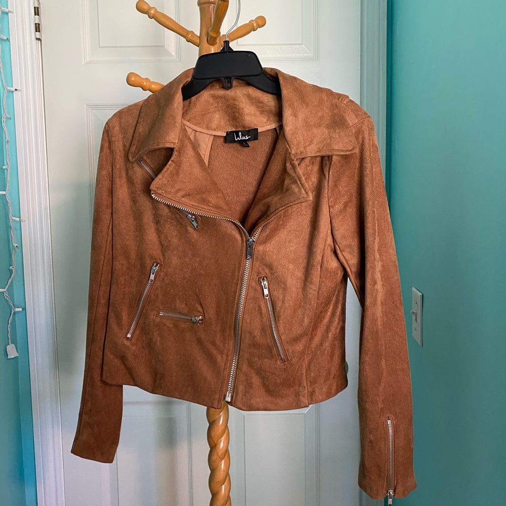 Lulu’s Cognac Faux Suede Jacket